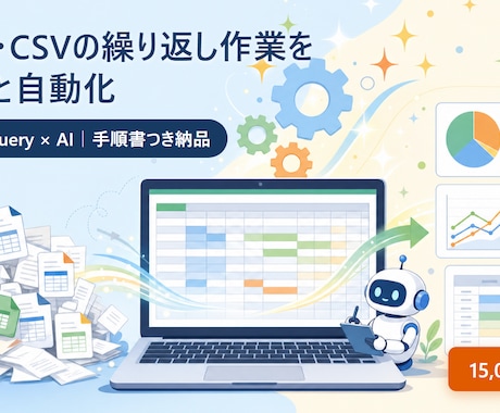 ExcelやCSVの繰り返し作業を自動化します 毎月の集計・転記・整形をPower Queryで仕組み化 イメージ1