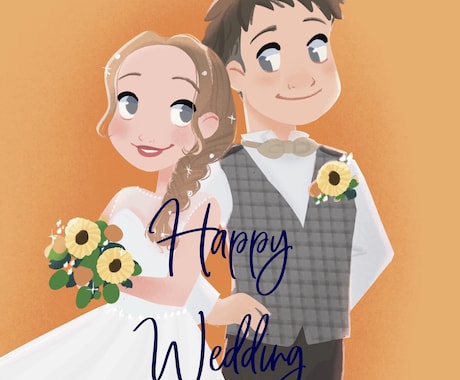 素敵なウェルカムボード描きます 海外アニメ風イラストで思い出に残る結婚式を手伝います。 イメージ2