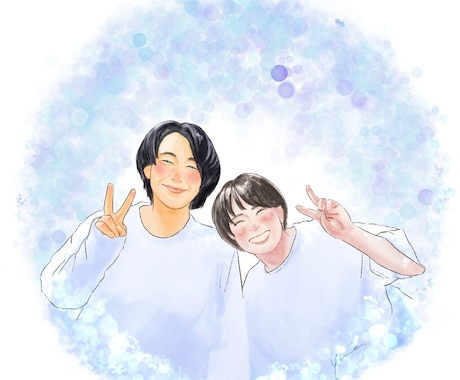 ふんわり温かみのある似顔絵イラストをお描きします 記念日/お誕生日/還暦祝い/プレゼント/SNSアイコンにも イメージ1