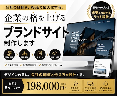 企業価値が伝わるブランドサイトを制作します デザインの前に、会社の価値と伝え方を設計します イメージ1