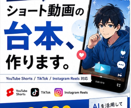 ショート動画の台本を作成します AIを活用して、最後まで見られる台本を作ります イメージ1