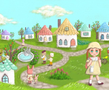 絵本のイラスト描きます あたたかみのある画風で絵本などの挿絵や表紙を描きます イメージ1