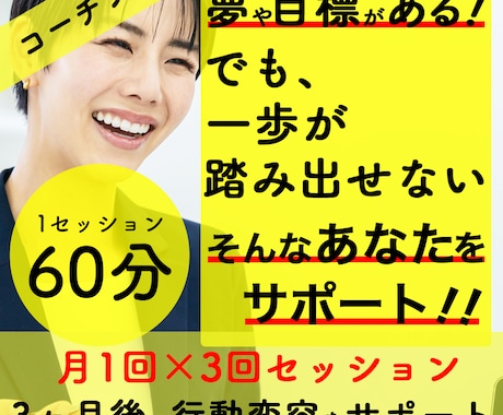 月1回×3回セッション！行動変容をサポートします 【夢／目標／自己理解／強み発掘】まずは自身を知ることが重要！ イメージ1