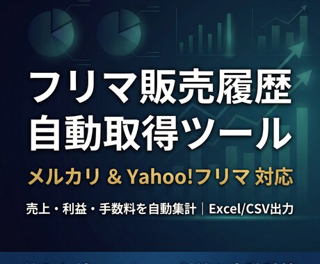 メルカリ・フリマ販売履歴自動取得ツールを提供します 販売履歴を自動取得し売上・利益をダッシュボードで一括管理 イメージ1