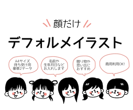 大切な思い出を形に、顔のデフォルメイラスト描きます イメージ1