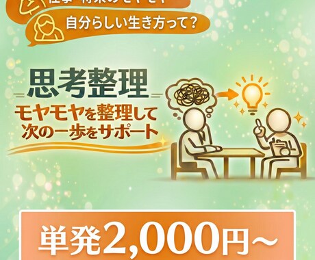 思考整理｜モヤモヤを整理し次の一歩をサポートします 心のモヤモヤ、思考の整理は『伴走マン』にお任せください！ イメージ1