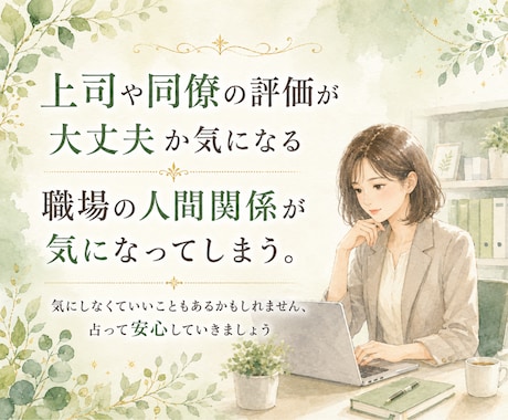 職場関係の人からあなたに対する評価を鑑定します HSPの方からもご好評いただいてるサービスをこちらでも イメージ1