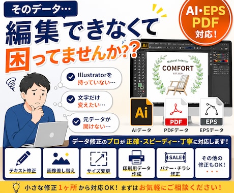 即日対応！Aiデータでお困りの方！修正いたします イラストレーターの簡単なデータ修正承ります。 イメージ2