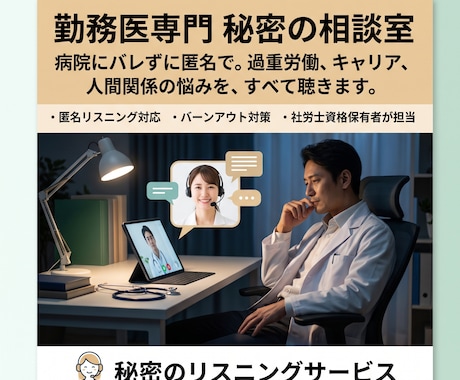 勤務医限定！病院にバレずにはたらく悩みに答えます 働き方改革で疲弊する先生へ。現役社労士がキャリア防衛術を指南 イメージ1