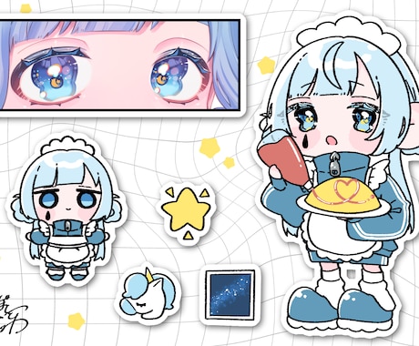 ステッカー風ジャージメイドイラスト制作します 商用OK・ネプリOK！かわいいイラストをお届けします！ イメージ1