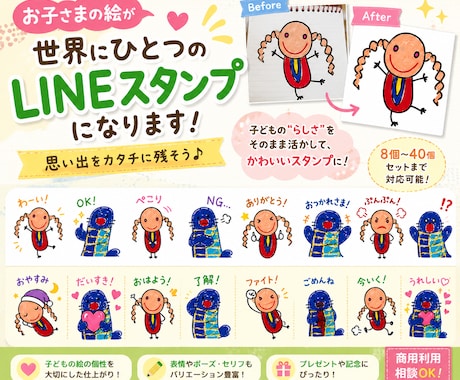 お子さんのお絵かきをLINEスタンプにします イメージ1
