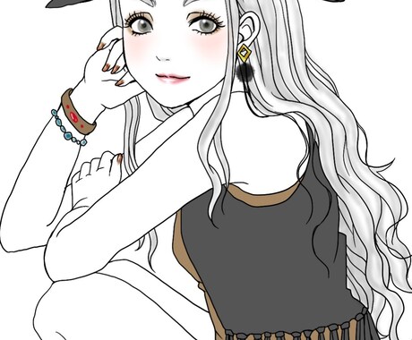 早めの仕上がり☆モノクロ！モダン美人画描きます ～落ち着いた大人かわいいイラスト描かせていただきます～ イメージ1