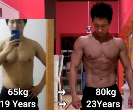 男性限定！3ヶ月で理想の体作りサポートします 筋トレ、食事メニューの作成トレーニングフォームの指導 イメージ1