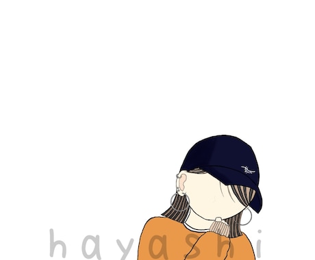 丸い輪郭のシンプルな絵で、目は描かずに表現します 輪郭は丸が基本です。横顔でも正面でも対応可能です。 イメージ1