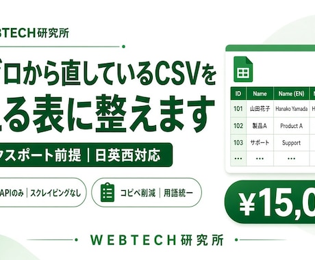 毎回ゼロから直しているCSVを使える表に整えます イメージ1