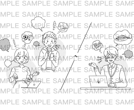 資料のさし絵に使えるイラスト描きます どんな場面の挿絵でも少しオシャレでシンプルなイラストを提供！ イメージ1