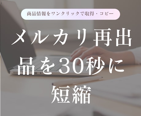 メルカリの再出品作業を時短します 商品情報・画像をワンクリックでコピー。再出品を30秒に短縮。 イメージ1