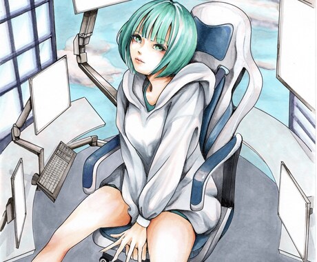 商用利用OK！アナログでイラスト作成します アナログ画材、コピックを使用します！ イメージ2