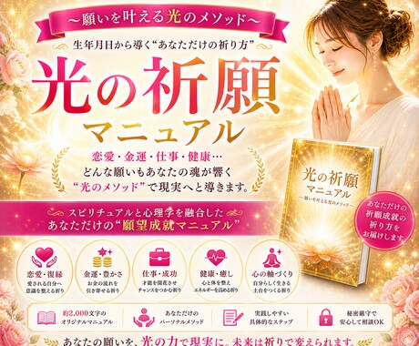 願いが叶う✨あなただけの願望成就方法をお伝えします ✨願いを叶えるあなた専用・光の祈願マニュアルをお作りします✨ イメージ1