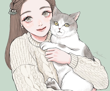 シンプル塗りで大人かわいいイラストお描きします 似顔絵OK！簡単なアクセサリー無料です♡ イメージ2
