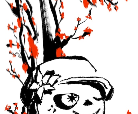 墨絵風、筆風タッチのイラスト描きます 墨絵風、筆描き風の動きのあるタッチで目を惹きます イメージ2