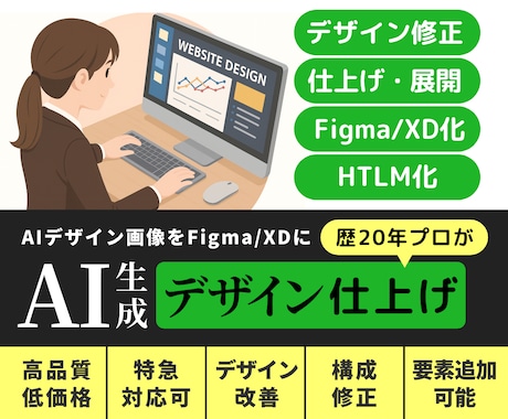 AI生成デザイン画像をFigma/XDに仕上げます 実用的なWebデザイン（Figma/XD/HTML）へ仕上げ イメージ1
