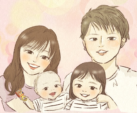 やさしい色合いの似顔絵描きます リアルさとイラストらしさを合わせたあたたかみのある似顔絵 イメージ2