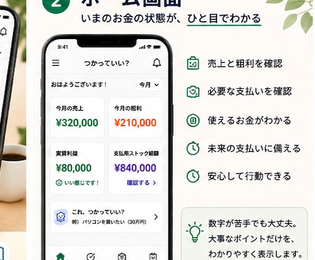 売上はあるのにお金が残らないを一緒に解決します 口座残高ではなく「今つかっていい金額」を見える化します イメージ2