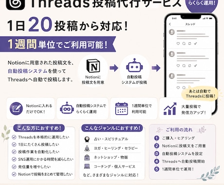 Threadsへの投稿作業を代行します ます｜1日20投稿〜・1週間からOK イメージ1