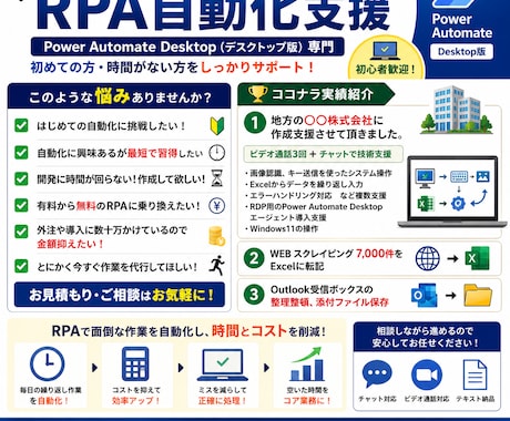 PowerAutomateDesktop開発します PADは生成AIに質問しても不明瞭のため依頼するメリットあり イメージ1