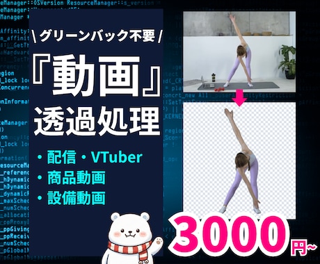 動画の背景を透過します あなたの動画素材を手軽に透過処理します イメージ1