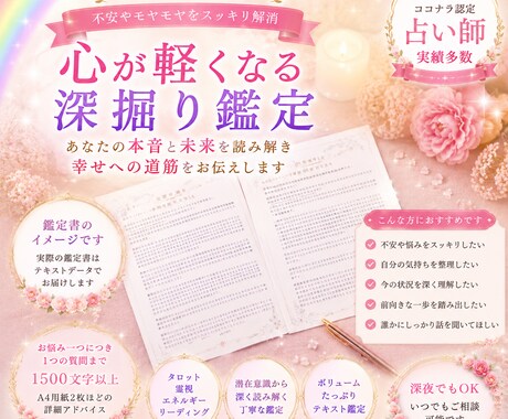 お悩み3つ☆全ジャンル混ざってもOK☆鑑定します タロット、霊視、エネルギー、潜在意識を読みとり、鑑定します イメージ1