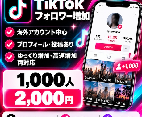 TikTokフォロワーを1000人増加します イメージ1
