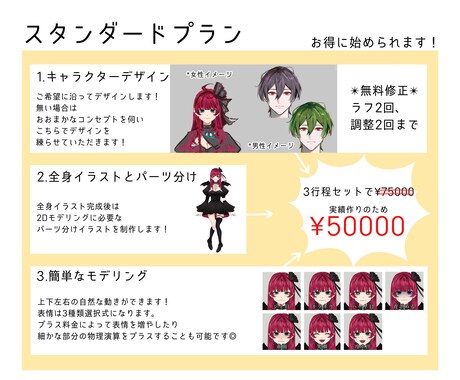Vtuberイラストからモデリングまで制作します 2体限定特価！早期納品ご相談ください！ イメージ2