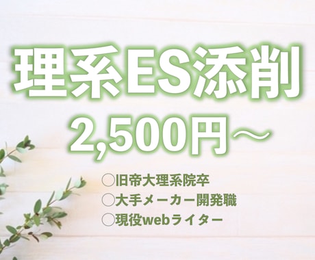 研究開発職を志望する就活生のESを添削します 理系院卒webライターが直接指導【回数無限・研究概要添削も】 イメージ1