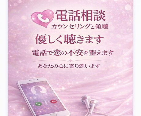電話で恋の不安な気持ちを整えます 否定せず、やさしく恋のお話を伺います イメージ1