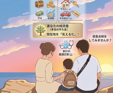 資産点検をしませんか？家計バランスシート作成します 「なんとなく不安」を解消！お金の現在地を見える化する健康診断 イメージ1