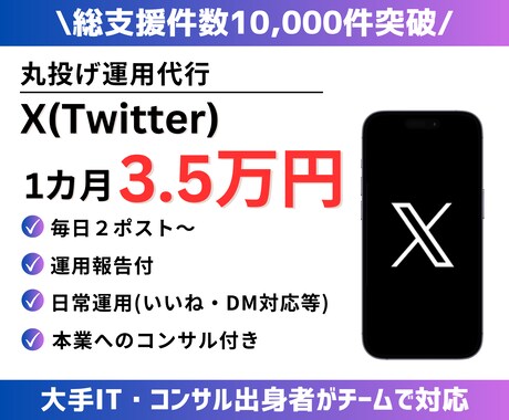 丸投げOK！X(Twitter)運用代行します レポート付！チームで対応！本業もご支援します（法人・個人向） イメージ1