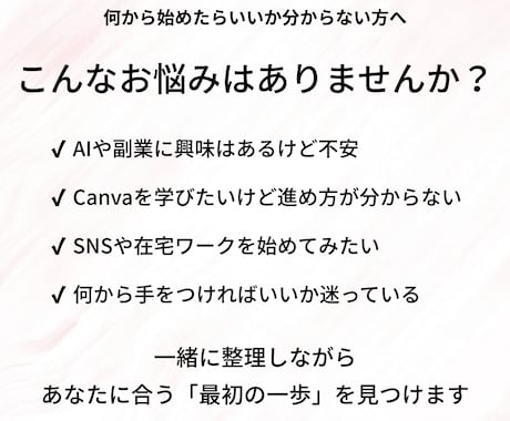 何から始める？AI副業を一緒に整理します 初心者歓迎｜やることを一緒に整理します イメージ2