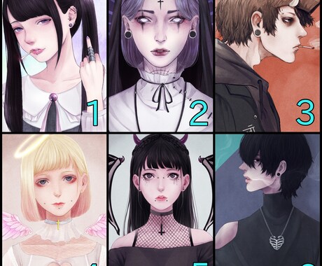 SNSアイコンや似顔絵その他イラストを制作致します カッコいいイラスト、病みかわいいイラストお任せください イメージ2