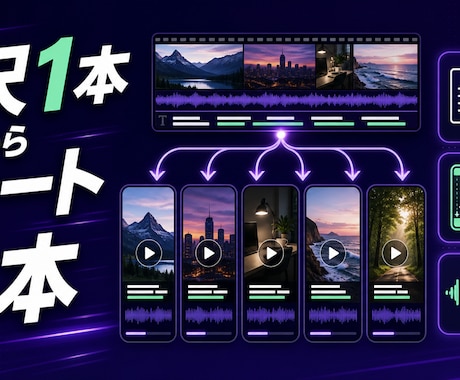 長尺動画からショートを5本切り出します 過去動画の資産化。撮り直し不要 イメージ1