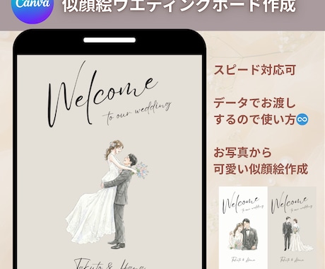 データ納品/写真からウェディングイラスト作ります 写真から作る世界に一つのおしゃれ水彩風似顔絵 イメージ1