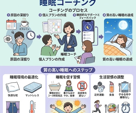 質の高い睡眠を取り戻すコーチングをします 体内時計を整えて、朝までぐっすり眠れるカラダへ イメージ1