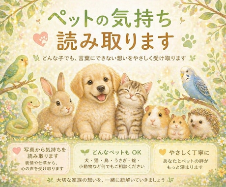 ペットの気持ちを言葉で伝えます 言葉にできない想いを受け取りお伝えします。 イメージ2