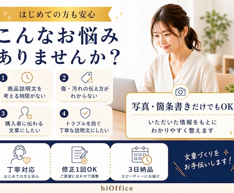メルカリ・ヤフオク向けの商品説明文を作成します 中古品の状態が