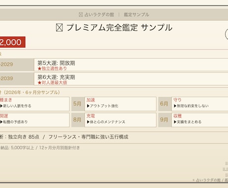 算命学プレミアムで10年大運＋月別指針を鑑定します 5,000字以上の人生設計図！算命学最上位の鑑定メニュー イメージ2