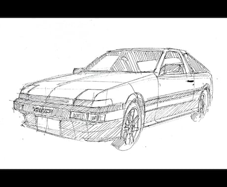 リクエストをもとに車のイラストを描きます サインペンでA4紙にスケッチします イメージ2