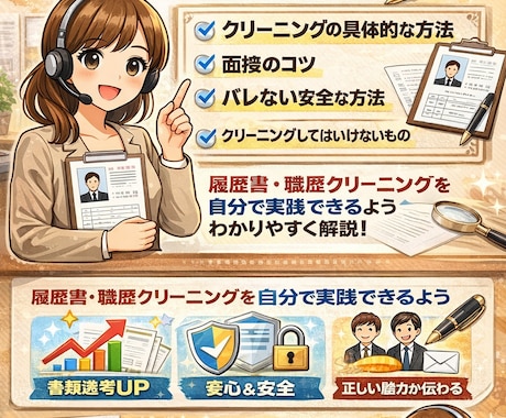 丸投げOK 履歴書の内容を整理・クリーニングします クリーニングの具体的な方法絶対にバレない方法を解説 イメージ1