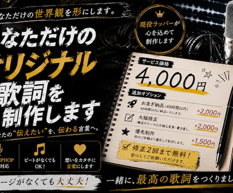 現役ラッパーがあなただけの歌詞を制作します イメージ1