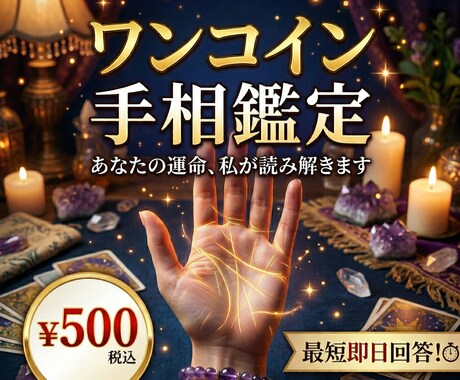 24h納品✨ワンコインで本格手相鑑定書を作成します はじめての手相占いにぴったり！ ＼早い・安い・的確な鑑定書／ イメージ1